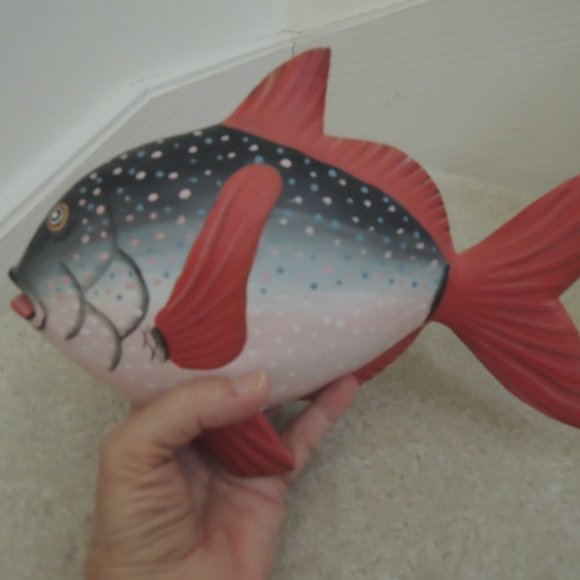Wooden Fish Artsy Handpainted Whimsical Island Art - from the Old Town Art Fair